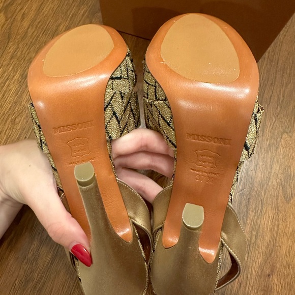 Missoni Lurex Platform Slingback Heel, Size 37.5 EUR / 7.5 US RUN SMALL - NWT - Picture 6 of 11